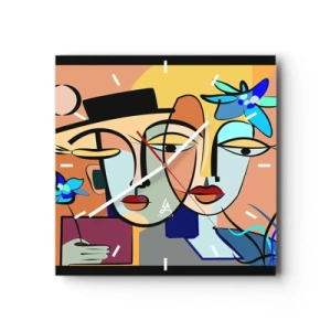 Väggklocka - Klocka på glas - Picassos randez vous - 30x30 cm