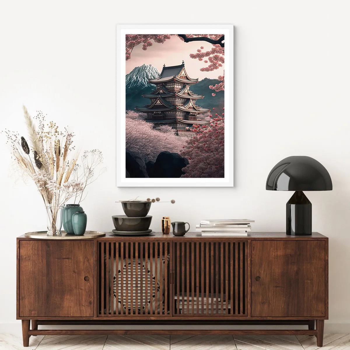 Affisch i vit ram - Ett land av blommande körsbär - 30x40 cm