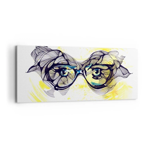 Canvastavla - Bild på duk - Genom blåa glasögon - 100x40 cm