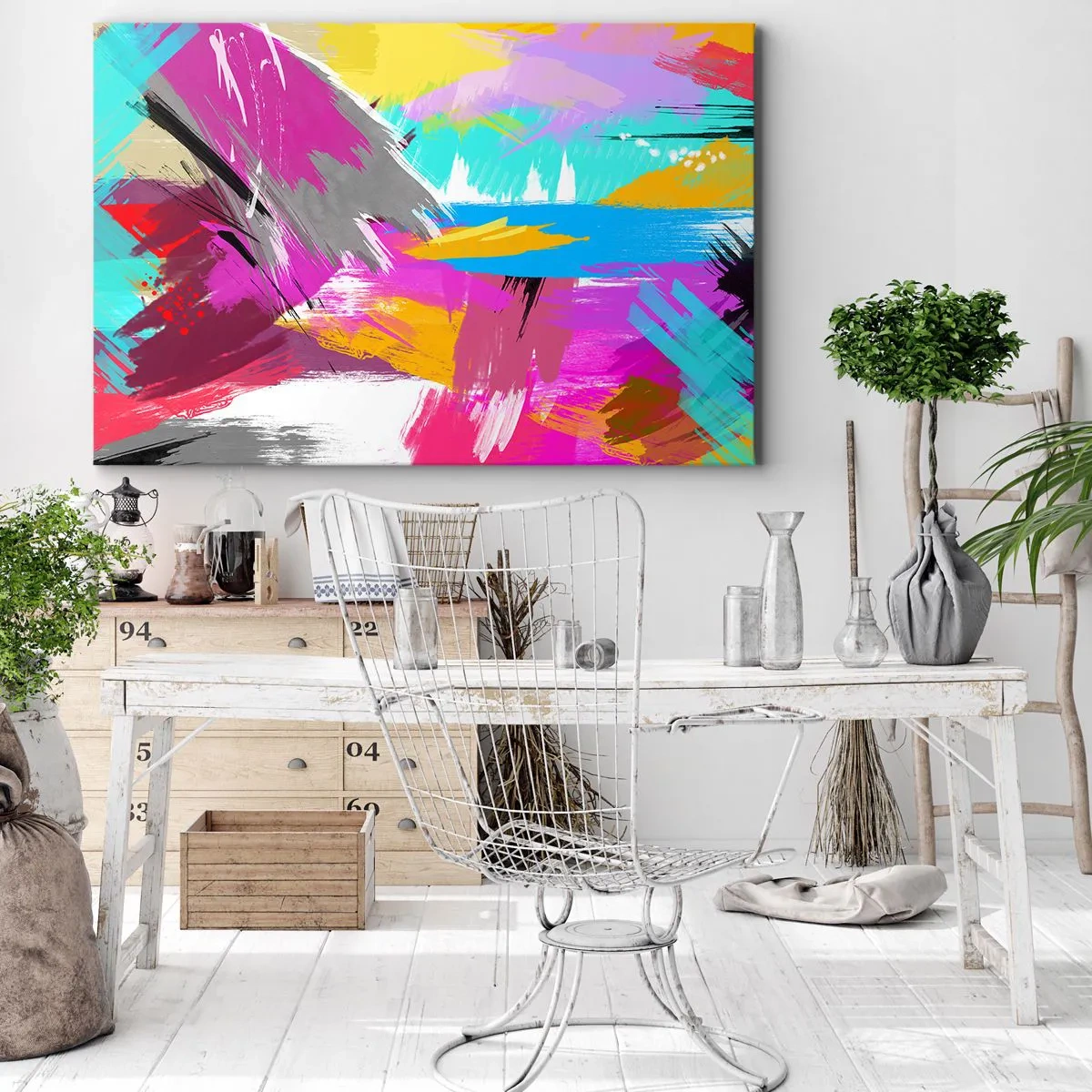 Canvastavla - Bild på duk - Dynamisk abstraktion i intensiva färger - 70x50cm - Stryk, stryk, stryk en gång till - Modern väggdekoration för vardagsrum och sovrum ARTTOR