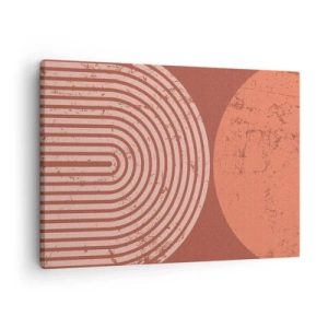 Canvastavla - Bild på duk - Geometriska mönster i terrakottafärgade nyanser på en vintagebakgrund - 70x50cm - Nära relation - Modern väggdekoration för vardagsrum och sovrum ARTTOR