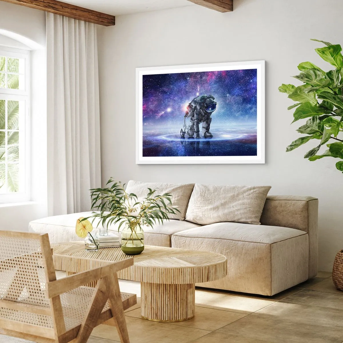 Affisch i vit ram - Stjärnig himmel över mig - 100x70 cm