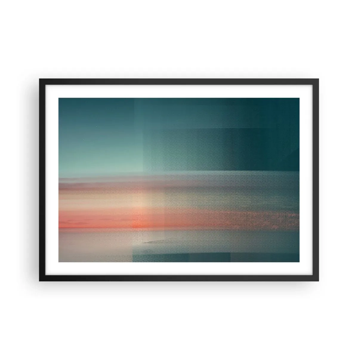 Affisch i svart ram - Abstraktion: ljusvågor - 70x50 cm