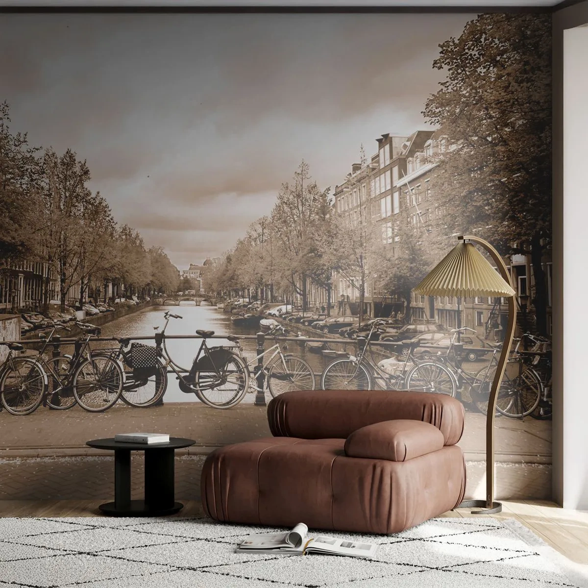 Fototapet Premium Sand - Holländsk stämning - Stad, amsterdam, Cykel - 150x105 cm