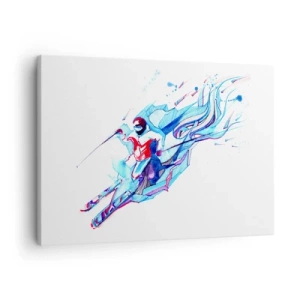 Canvastavla - Bild på duk - Abstrakt ryttare i dynamiska färger - 70x50cm - Galet slalomlopp mot glädjen - Modern väggdekoration för vardagsrum och sovrum ARTTOR
