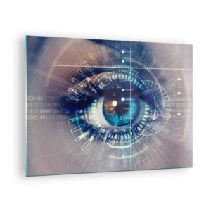Glastavla - Bild på glas - Ett digitalt öga med ett futuristiskt teknologi- och datatema - 70x50cm - Du tror att du känner mig - Modern väggdekoration för vardagsrum och sovrum ARTTOR