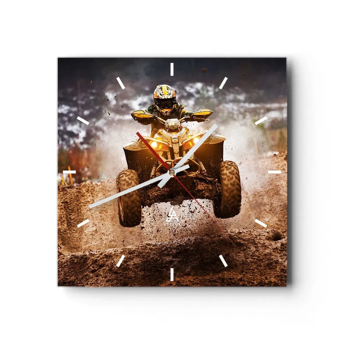 Väggklocka - Klocka på glas - No risk no fun - 40x40 cm