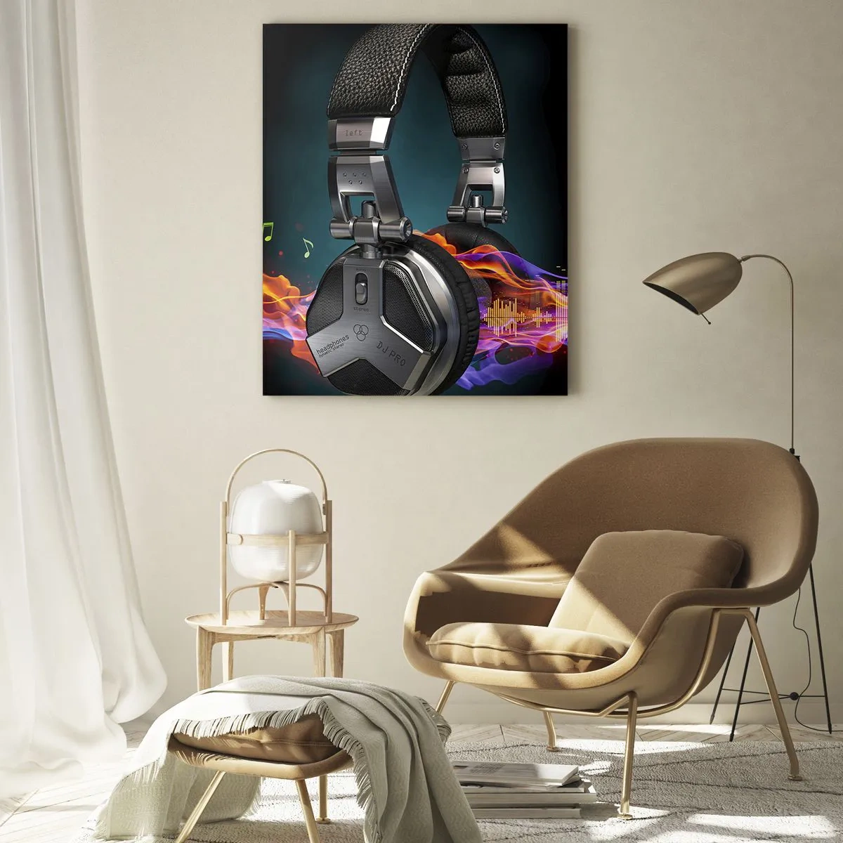 Glastavla - Bild på glas - I musikens eld - 50x70 cm
