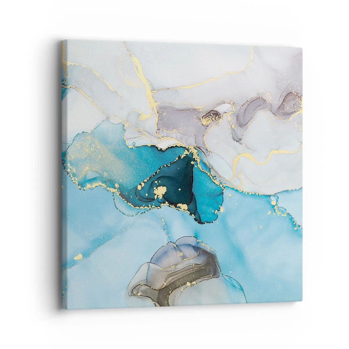Canvastavla - Bild på duk - Studie över mötet mellan grå och turkos - 30x30 cm