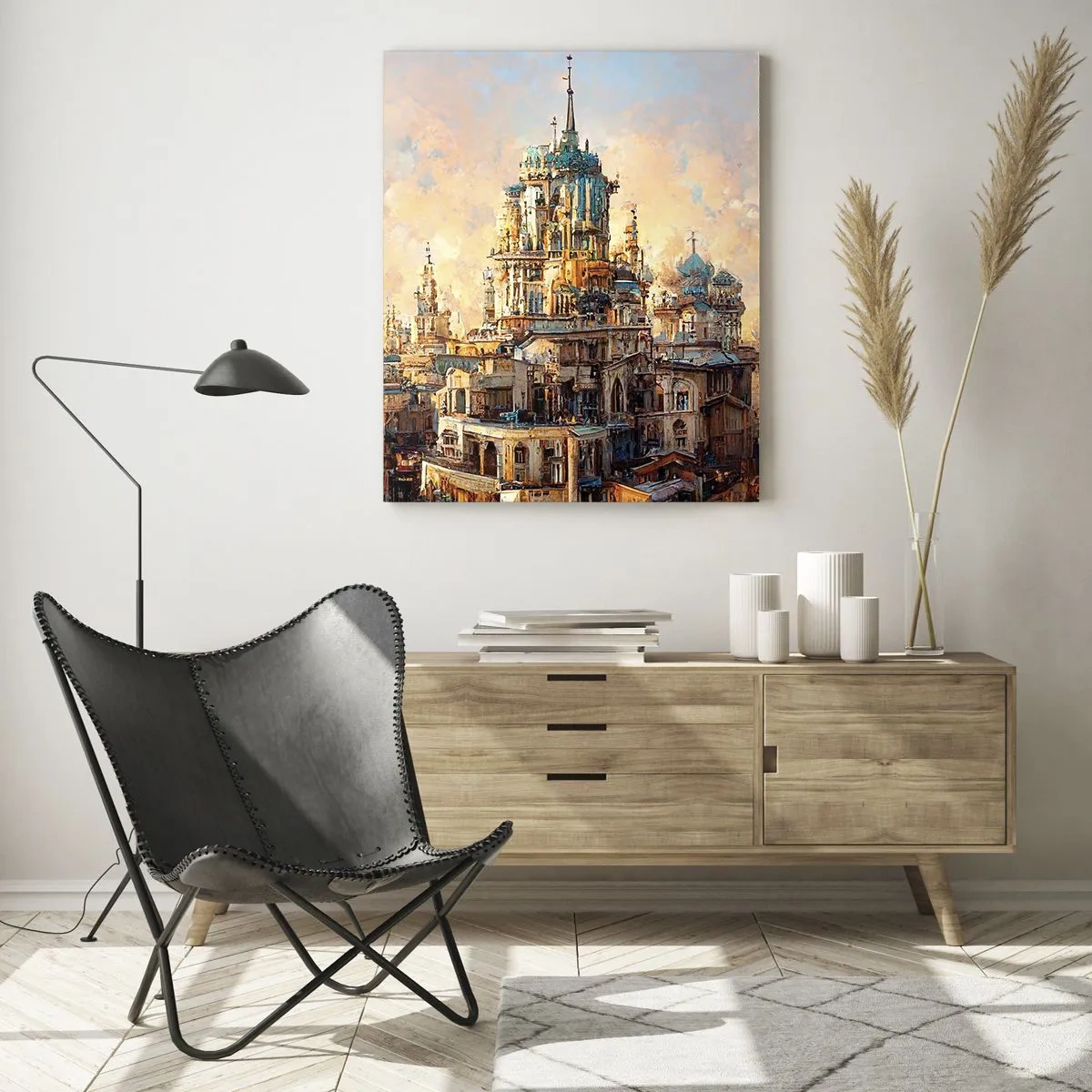 Glastavla - Bild på glas - Städernas stad - 50x70 cm