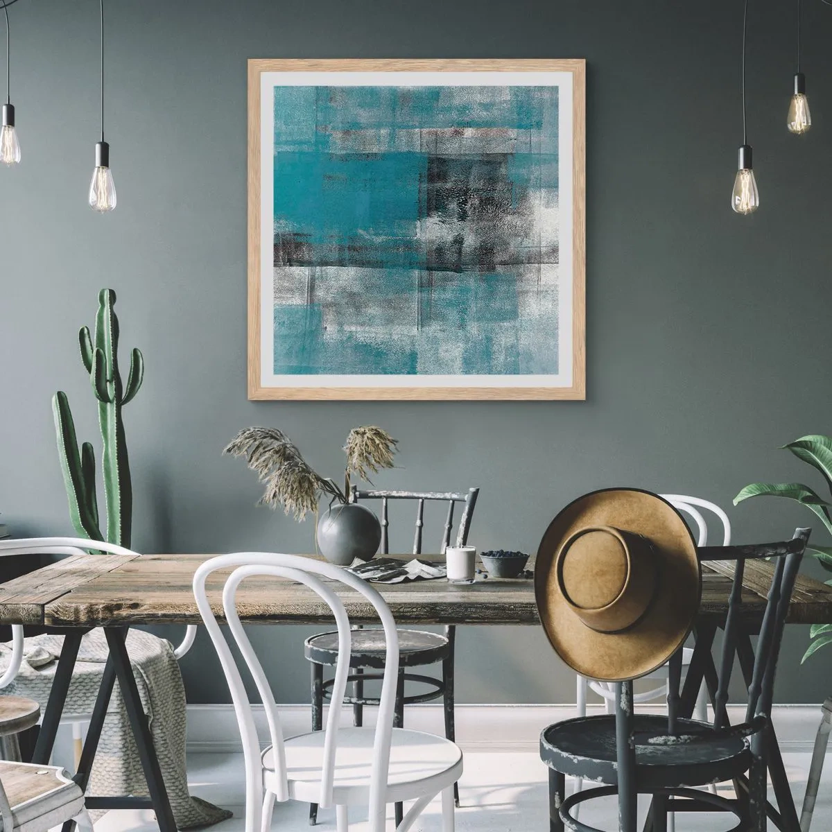 Affisch i ram av ljusek - Vatten och luft - 60x60 cm