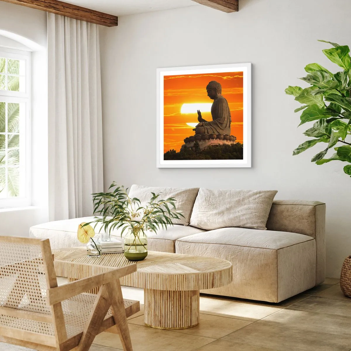 Affisch i vit ram - Utan rädsla för världen - 60x60 cm