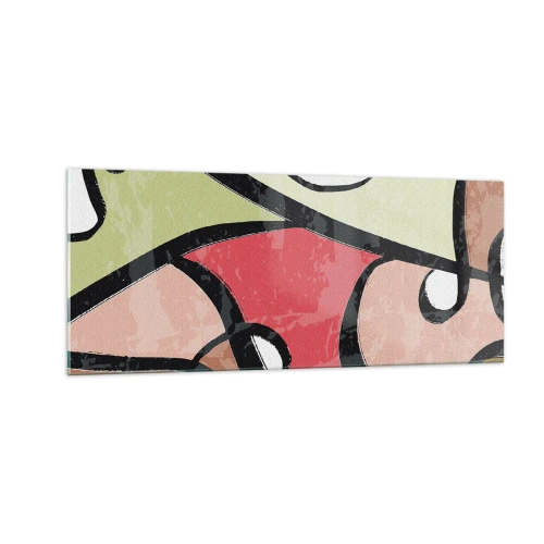 Glastavla - Bild på glas - Pirouetter bland färger - 100x40 cm