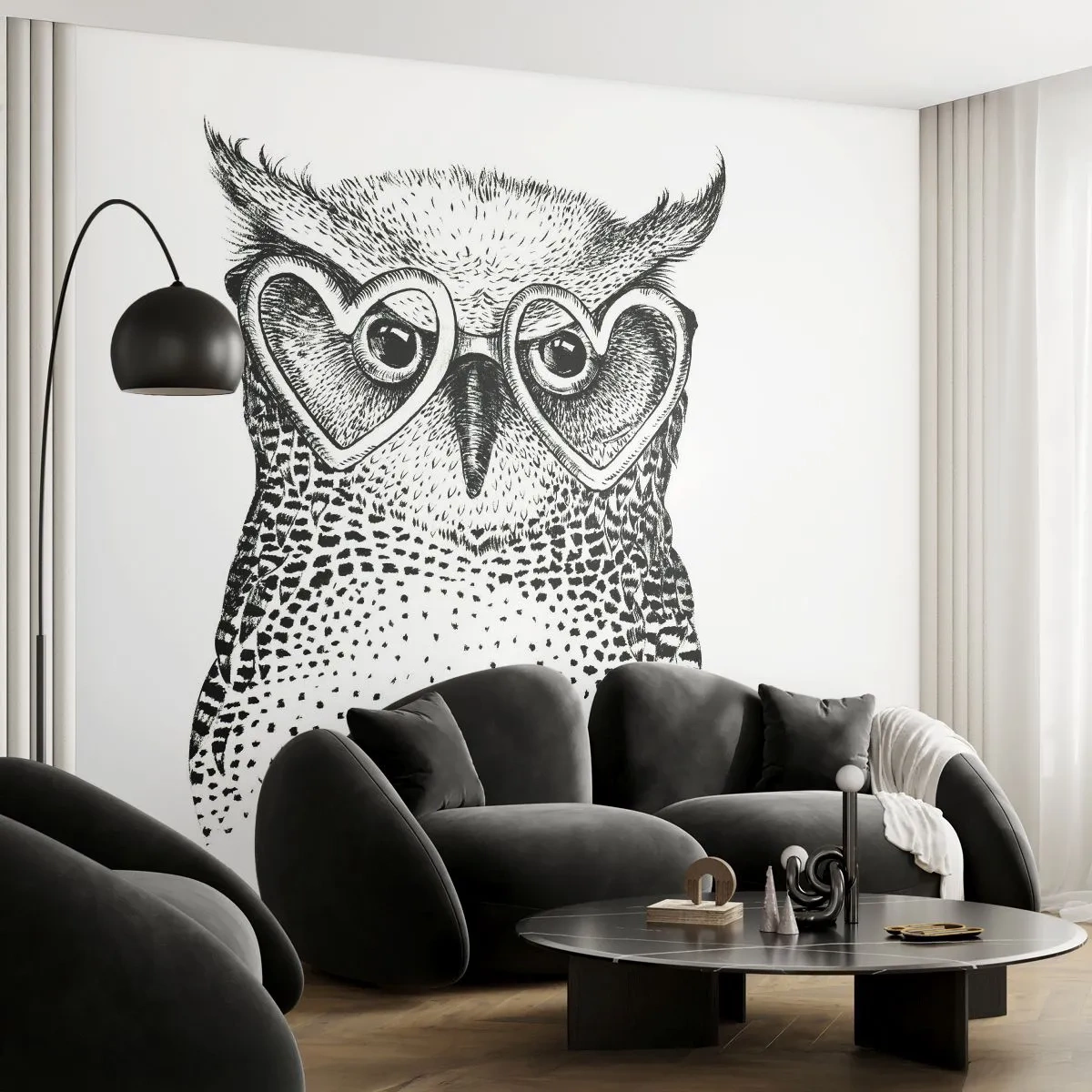 Självhäftande Fototapet Deluxe Sticker - Klokt och med kärlek - Uggla, För barn, Djur - 250x175 cm