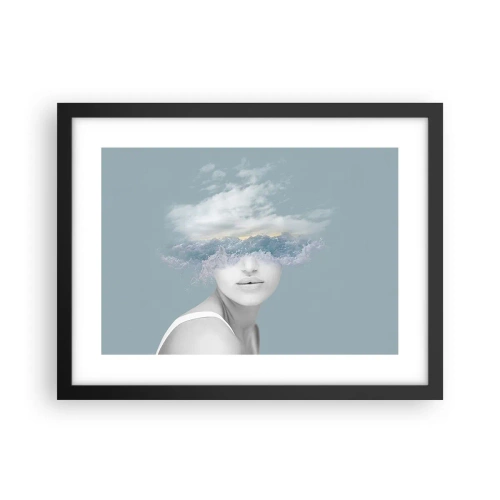 Affisch i svart ram - Med huvudet i molnen - 40x30 cm