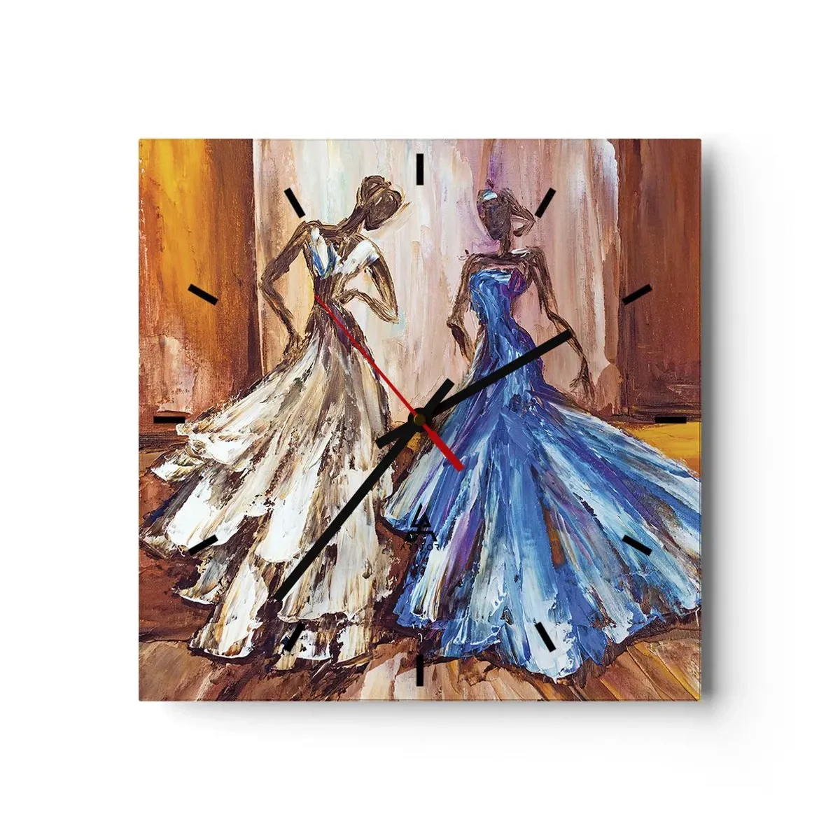 Väggklocka - Klocka på glas - Prydlig duett - 30x30 cm