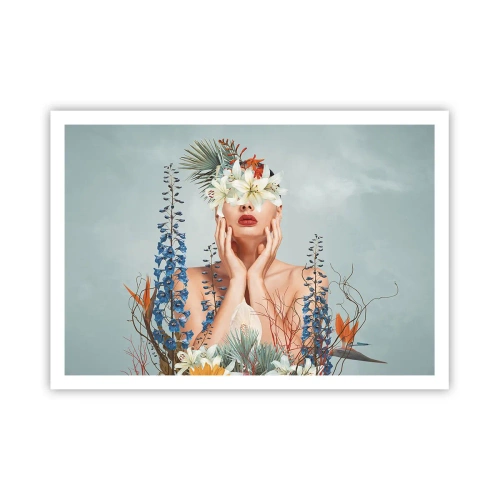 Affisch - Kvinna - blomma - 100x70 cm