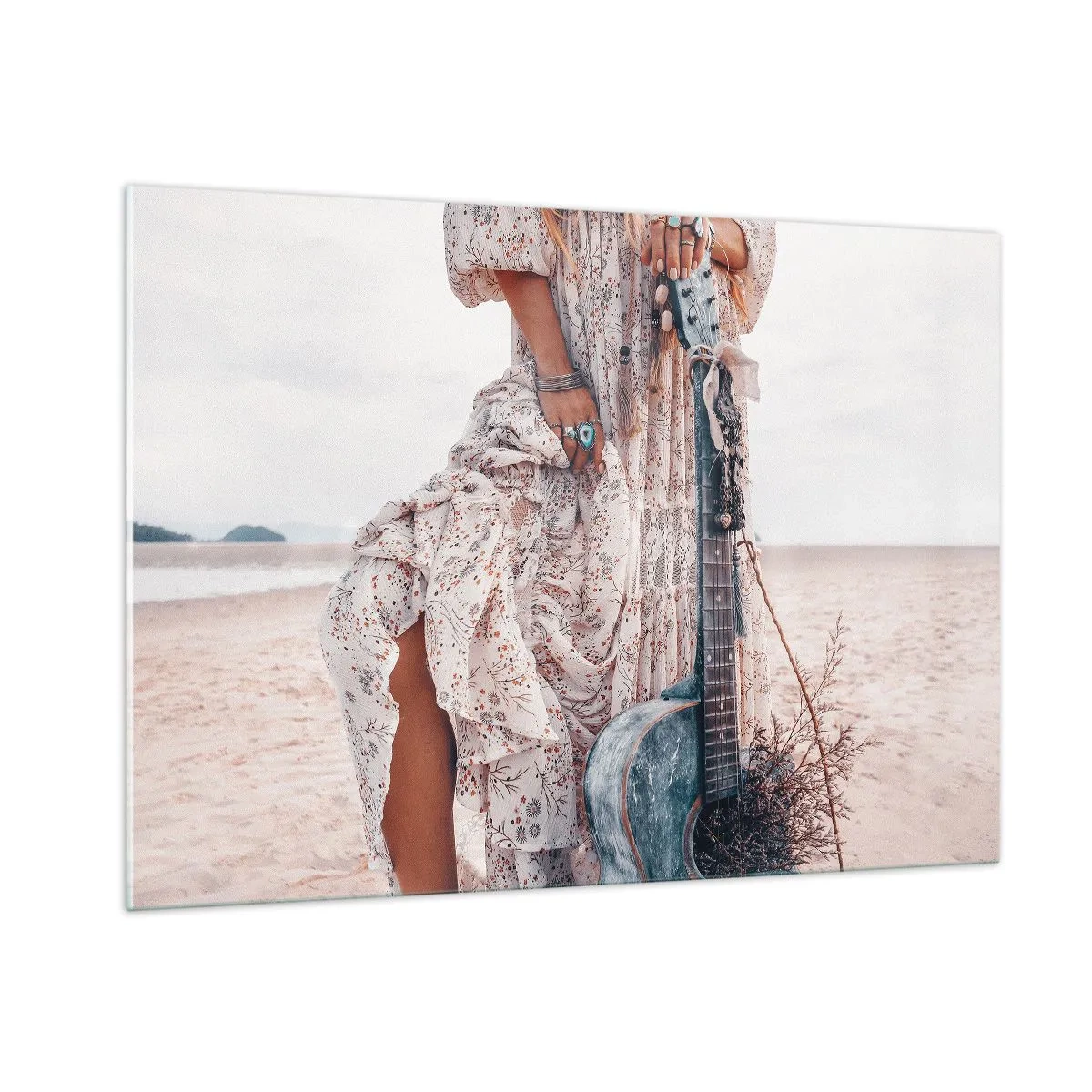 Glastavla - Bild på glas - Flower power på väg - 100x70 cm