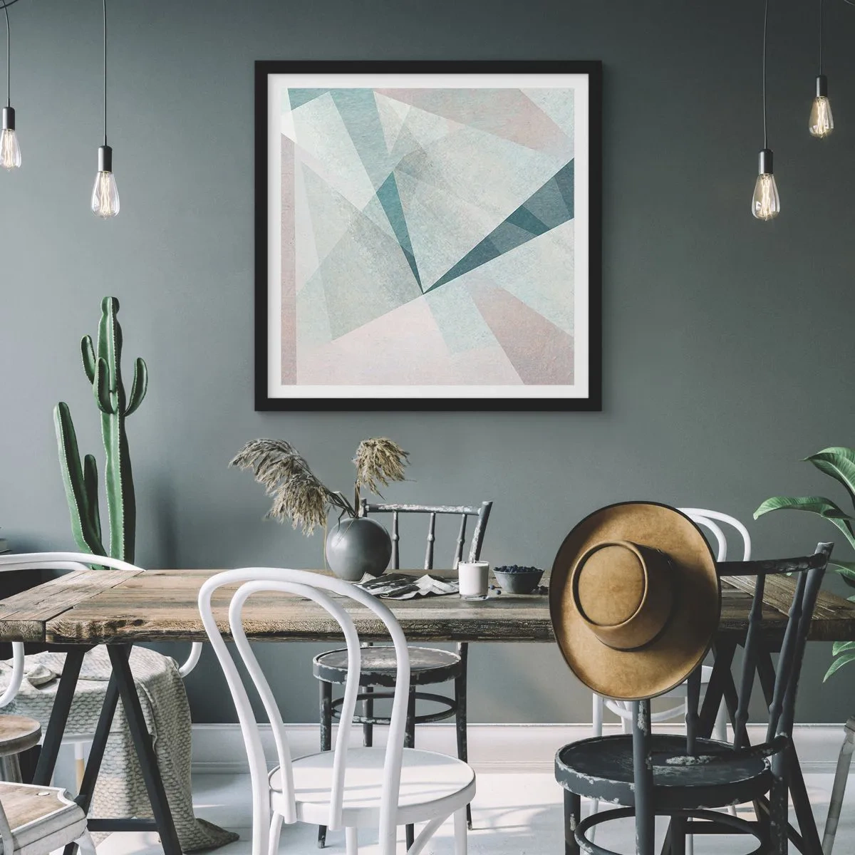 Affisch i svart ram - Lugnt trots dynamiskt - 40x40 cm