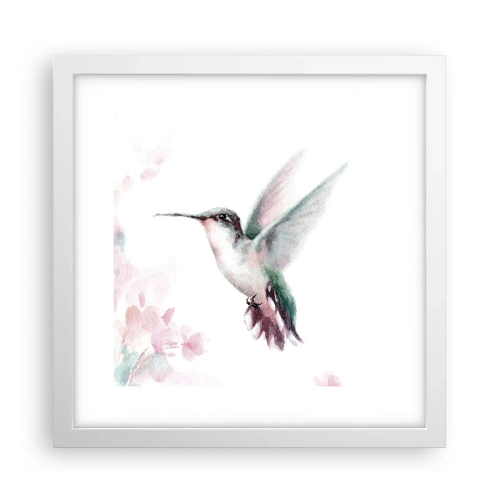 Affisch i vit ram - Fångad flaxande - 30x30 cm