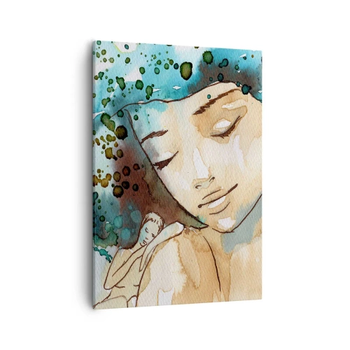 Canvastavla - Bild på duk - Lady in blue - 50x70 cm