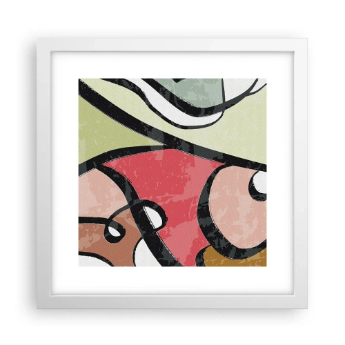 Affisch i vit ram - Pirouetter bland färger - 30x30 cm