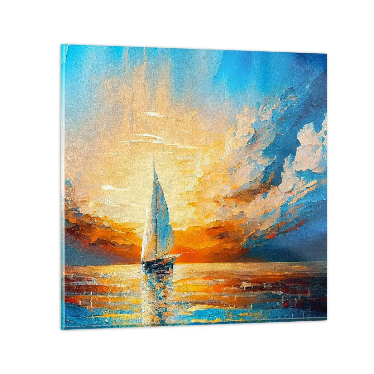 Glastavla - Bild på glas - Segla i gult - 30x30 cm