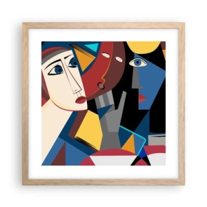 Affisch i ram av ljusek - Kubistiskt samtal - 40x40 cm