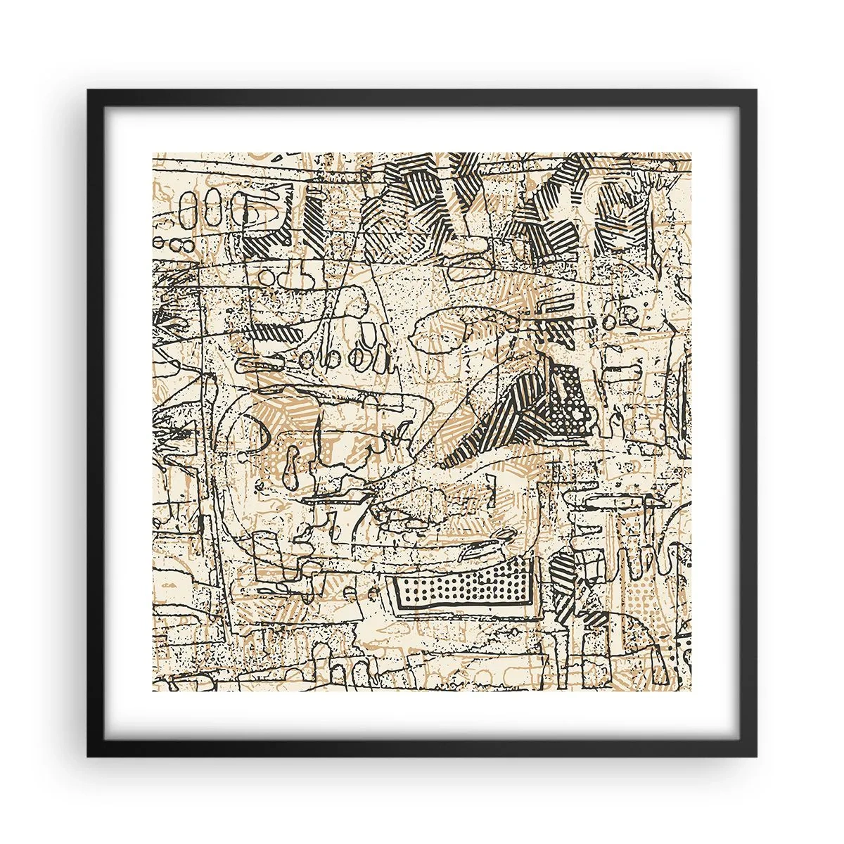 Affisch i svart ram - Väntar på avkodning - 50x50 cm