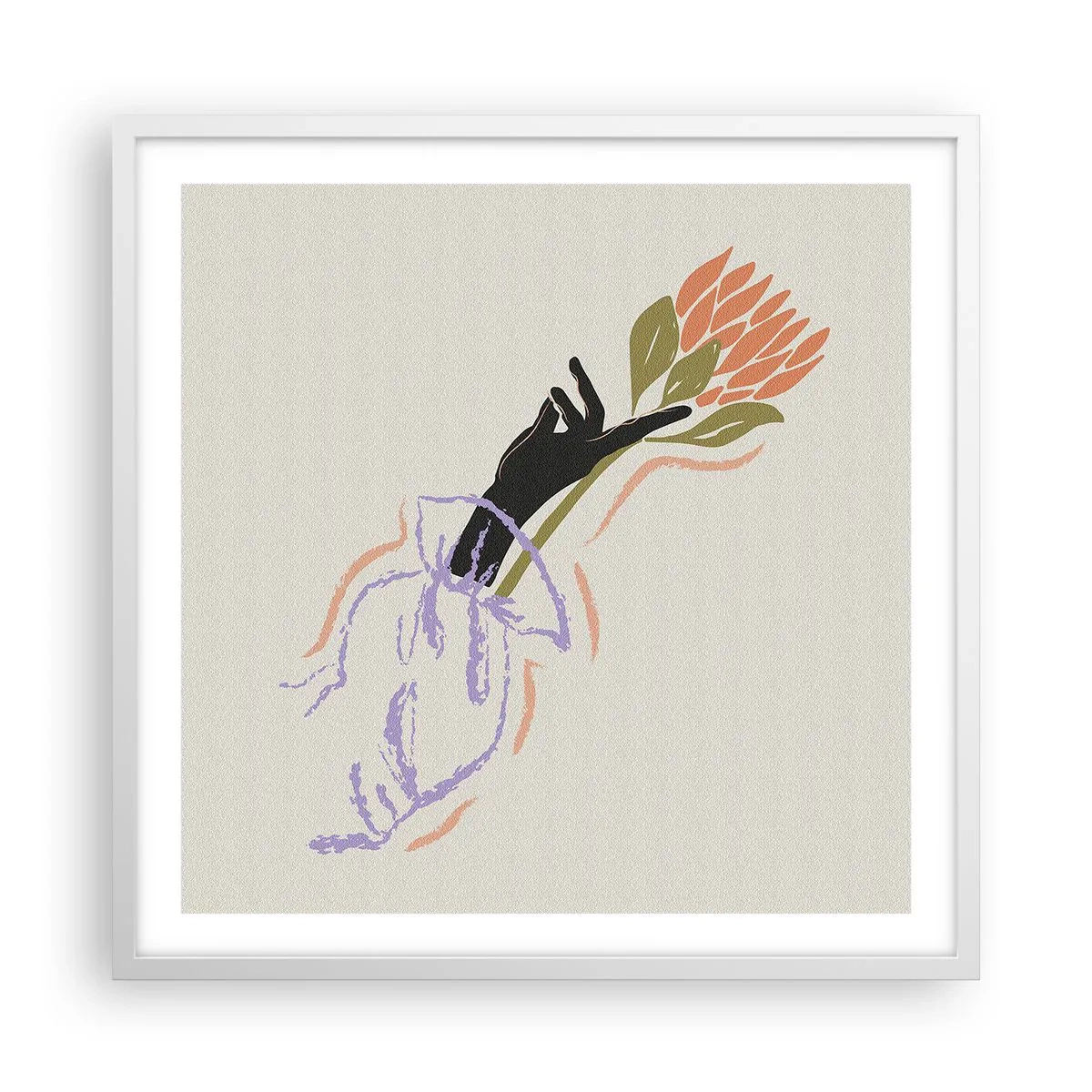 Affisch i vit ram - En systerlig beröring - 60x60 cm