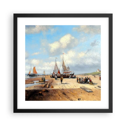 Affisch i svart ram - Efter en lyckad fångst - 40x40 cm