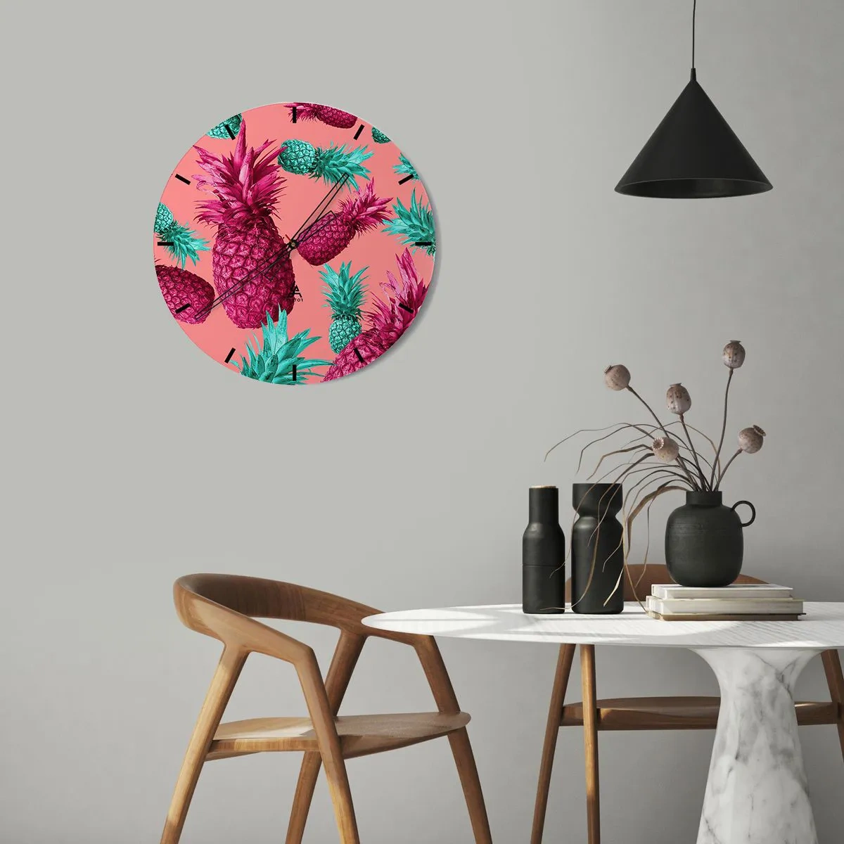 Väggklocka - Klocka på glas - Friheten är söt - 40x40 cm