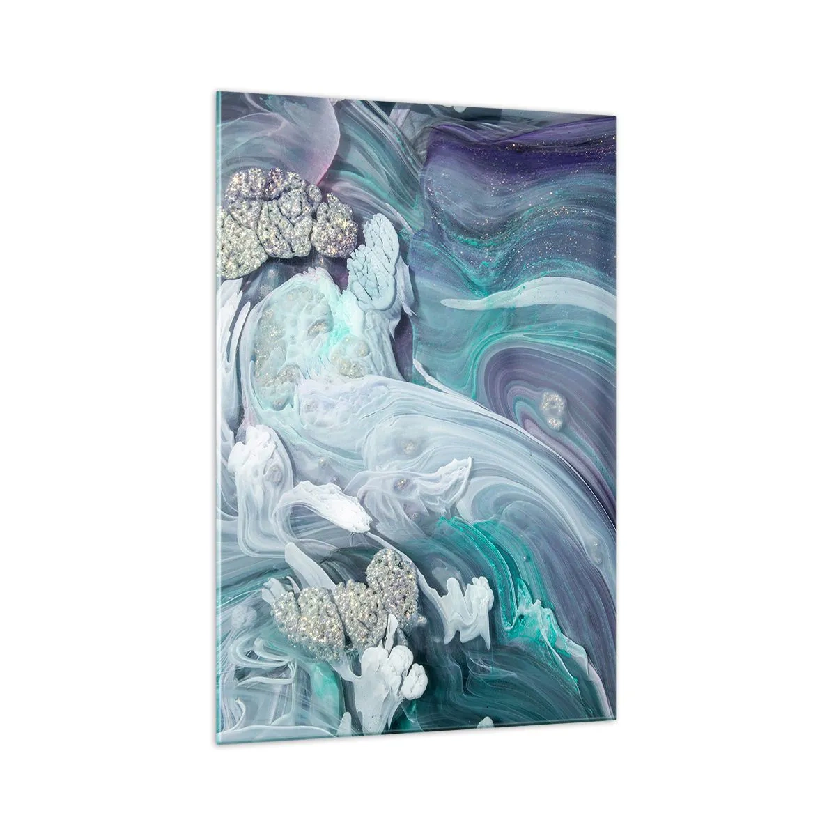 Glastavla - Bild på glas - Blåhetens strömmar - 70x100 cm