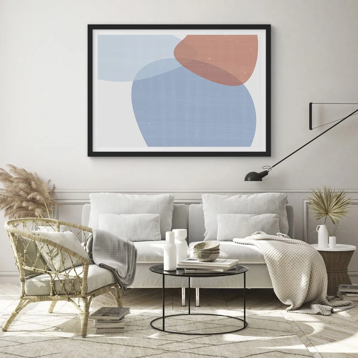 Affisch i svart ram - Pastellfärgade relationer - 70x50 cm