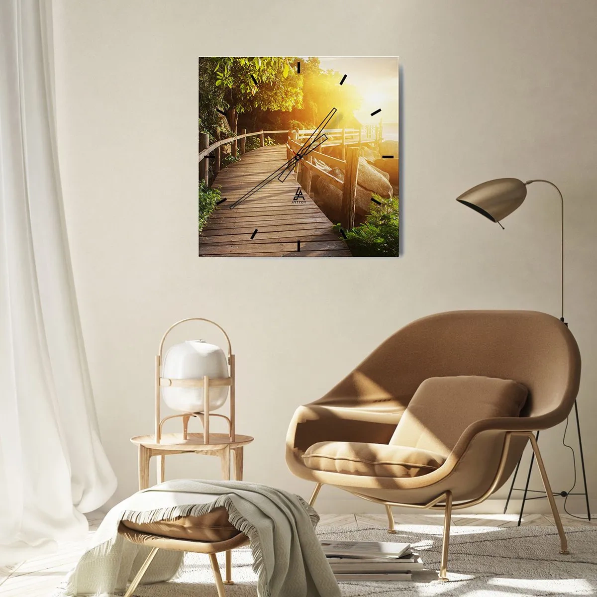 Väggklocka - Klocka på glas - Nästa kurva, nästa underverk - 40x40 cm