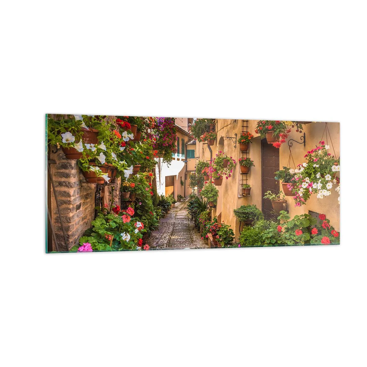 Glastavla - Bild på glas - Italiensk gränd - 100x40 cm