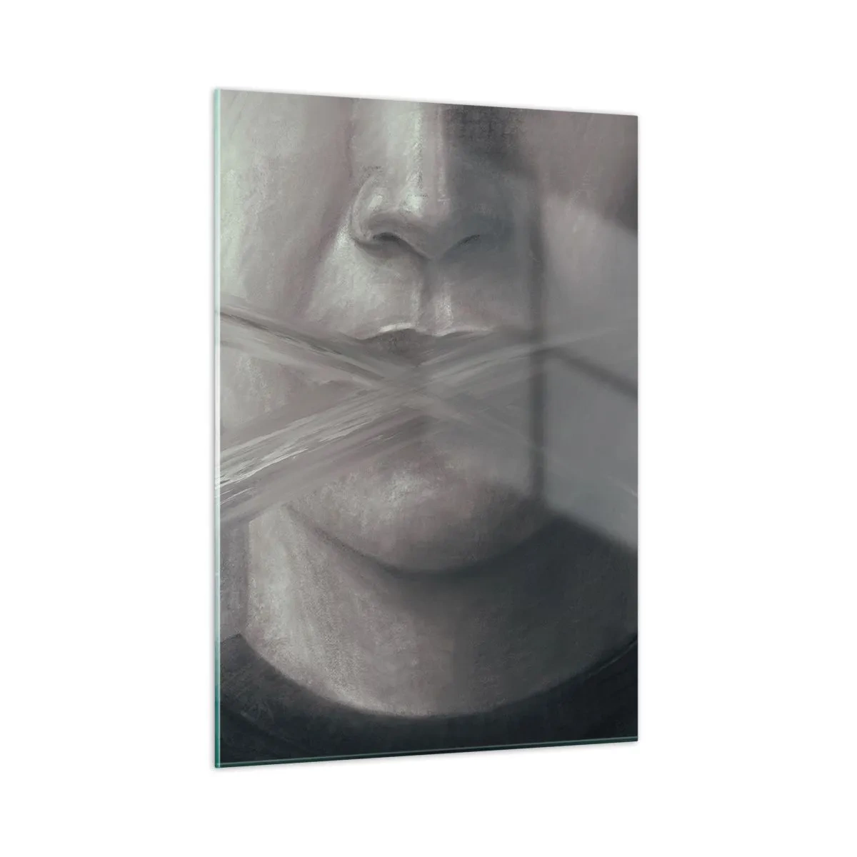 Glastavla - Bild på glas - Inte ett ord - 50x70 cm