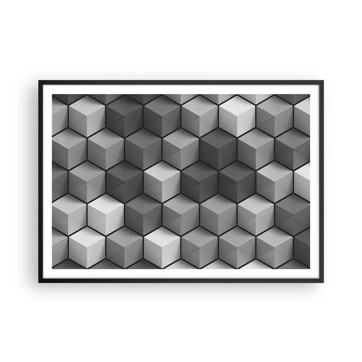 Affisch i svart ram - Kubistiskt pussel - 100x70 cm