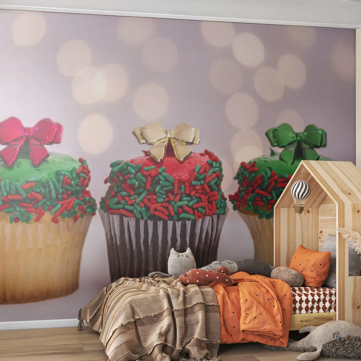 Fototapet Premium Sand - Läckert - Gastronomi, Småkakor, Färgglada muffins - 100x70 cm
