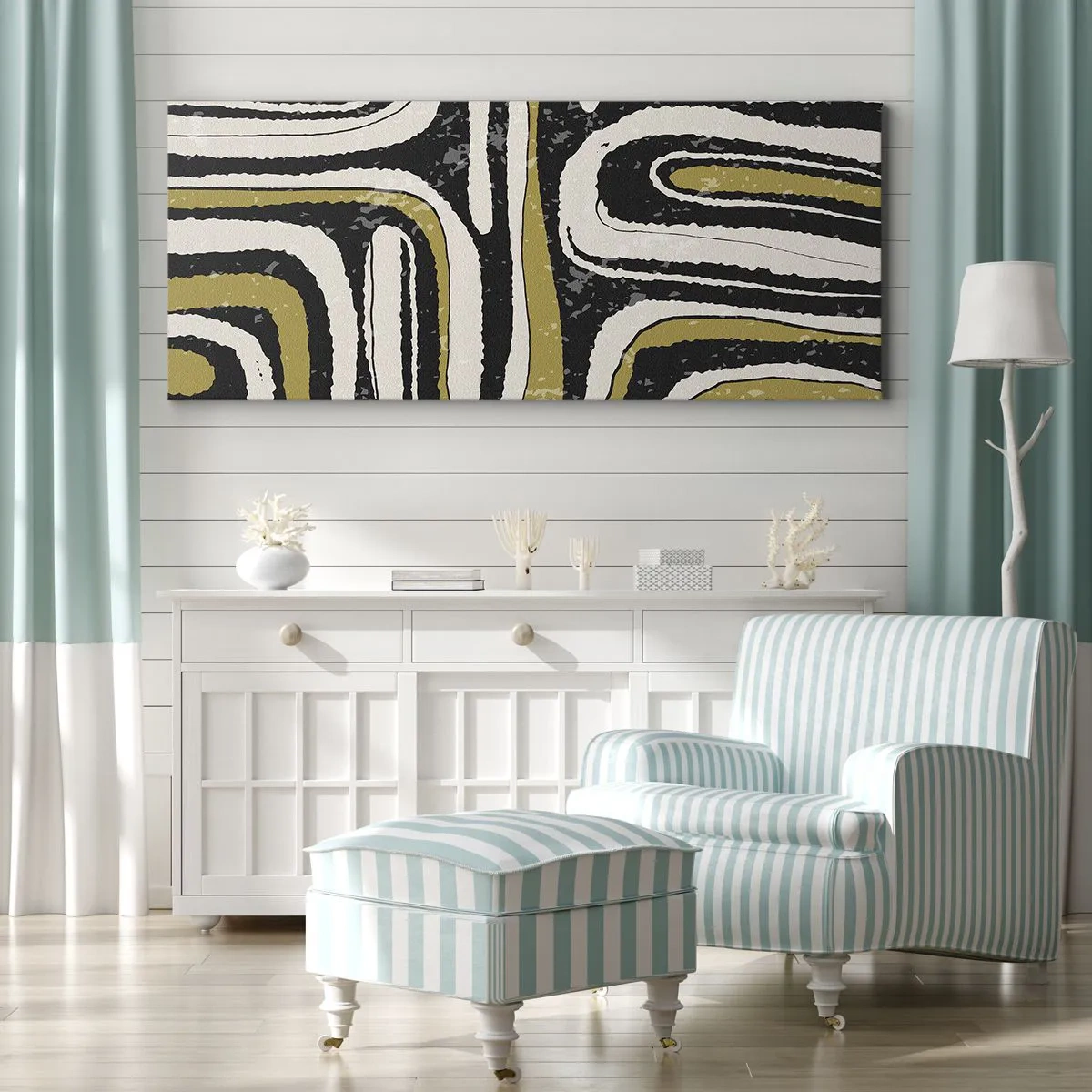 Canvastavla - Bild på duk - Komposition: stråk och gränder - 140x50 cm