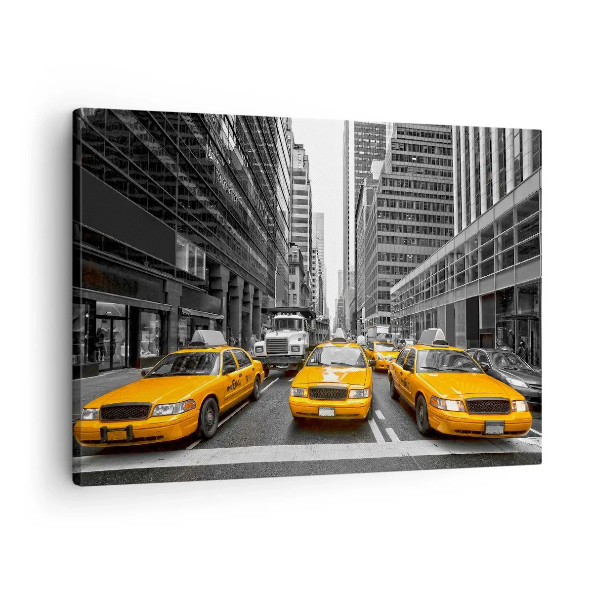 Canvastavla - Bild på duk - Gula taxibilar på New Yorks gator - 70x50cm - Vi färgar denna stad - Modern väggdekoration för vardagsrum och sovrum ARTTOR