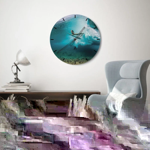 Väggklocka - Klocka på glas - Undervattenvärld - 40x40 cm