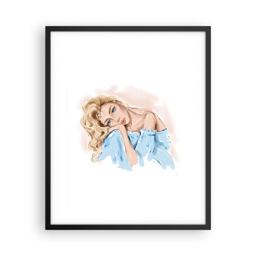 Affisch i svart ram - Drömmande i blått - 40x50 cm