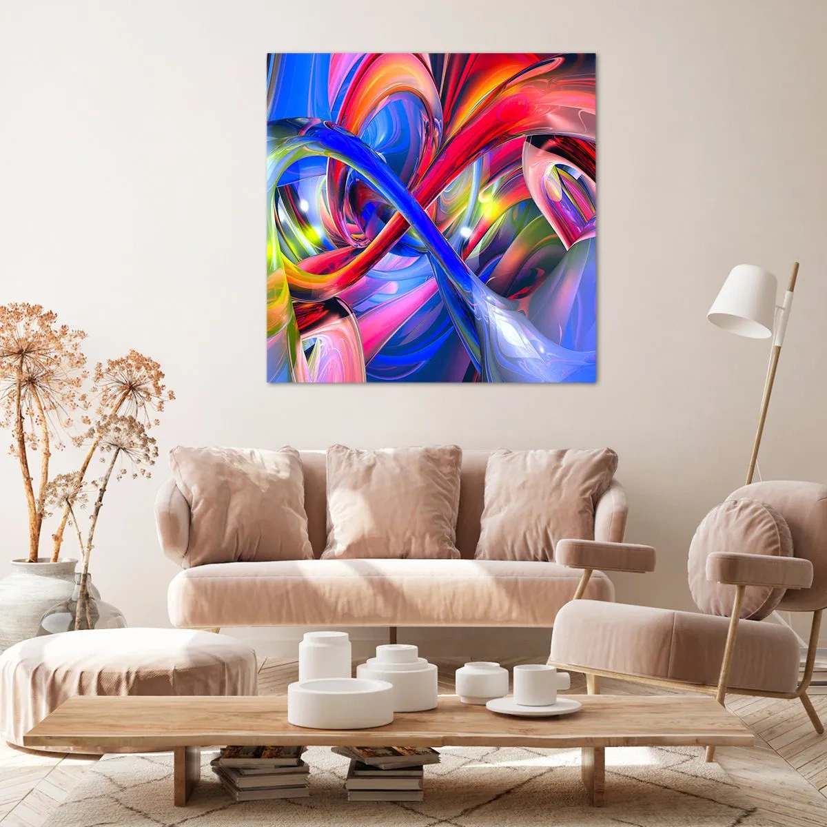 Canvastavla - Bild på duk - Färgdans - 60x60 cm