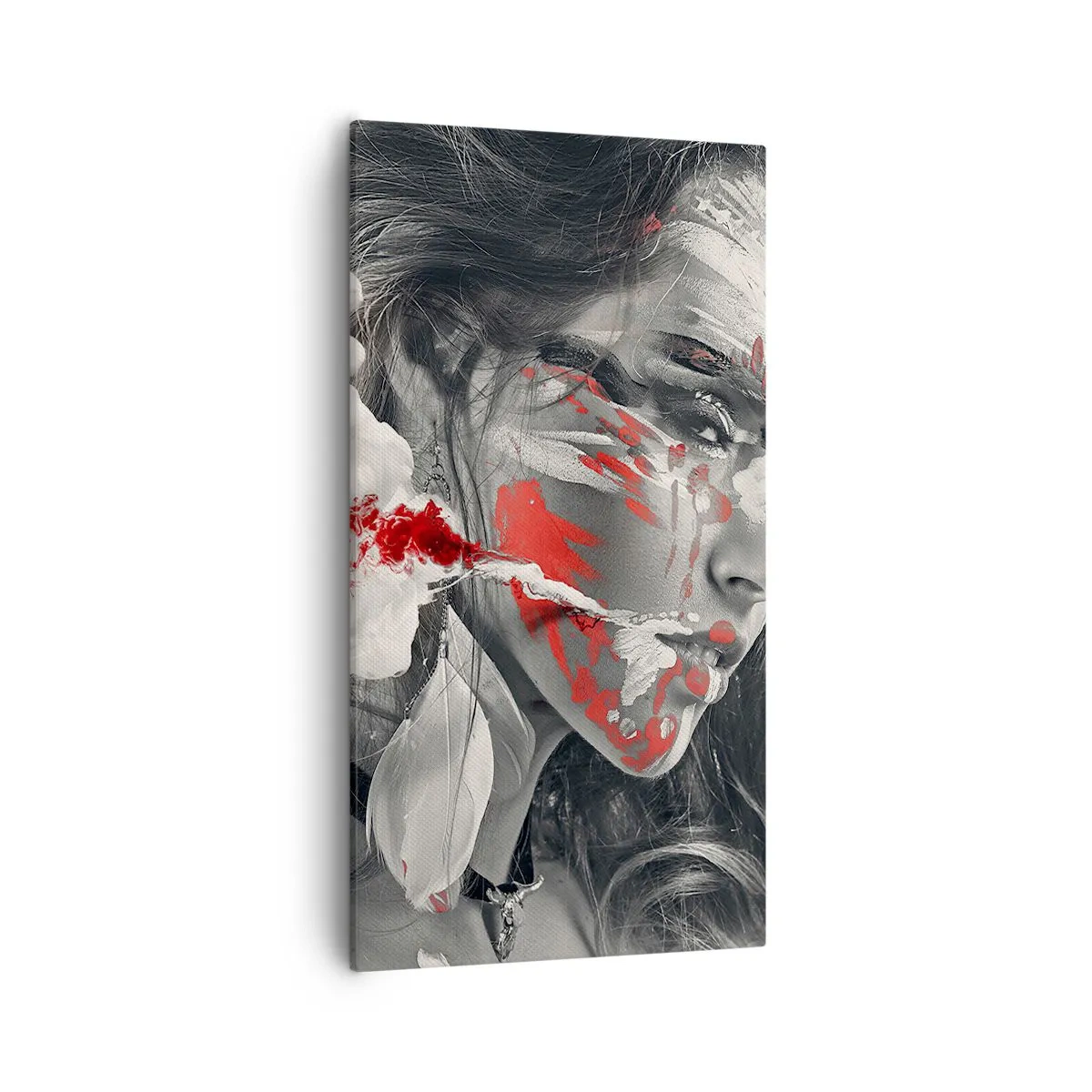 Canvastavla - Bild på duk - Röd-vit absurdhet - 55x100 cm