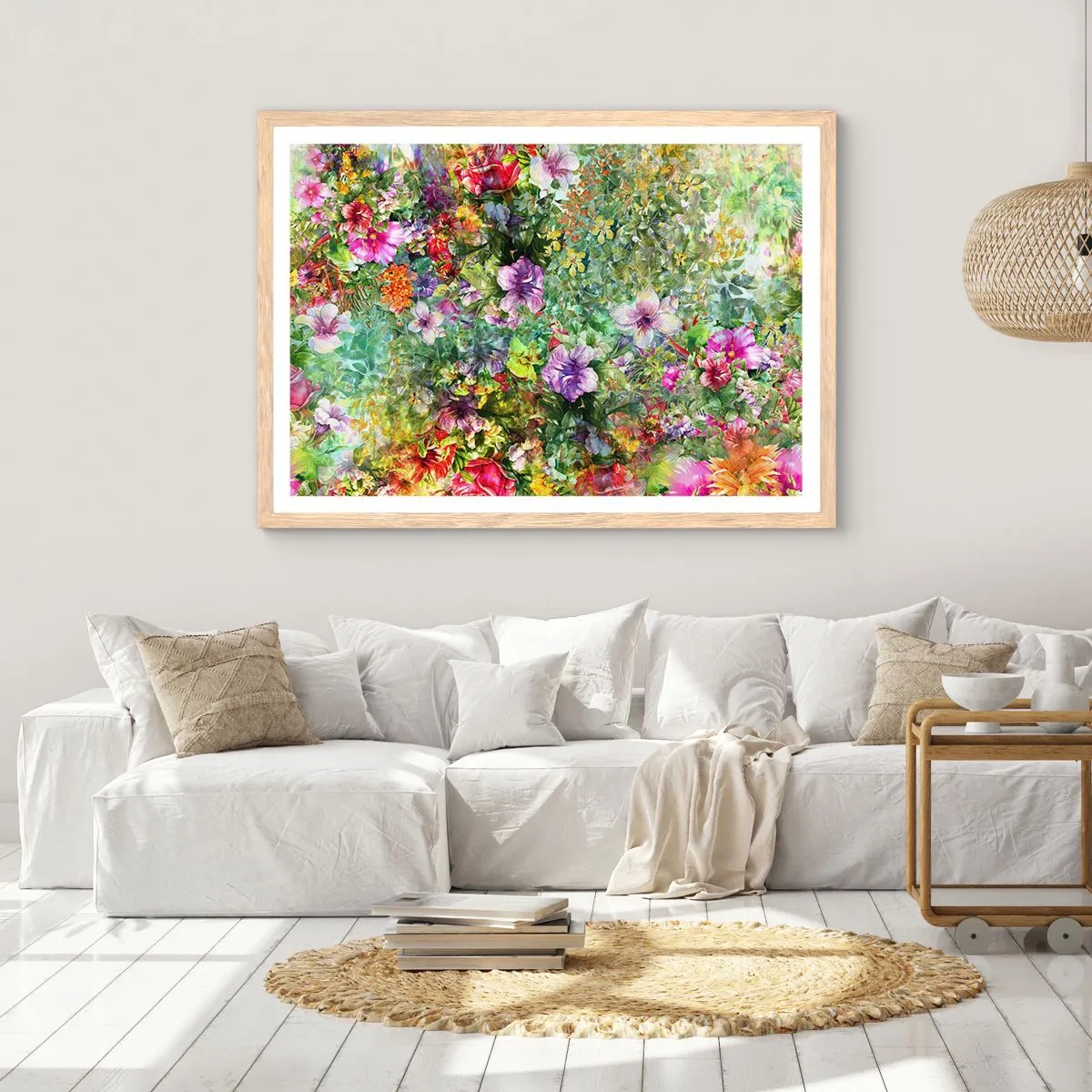 Affisch i ram av ljusek - Ta en dopp i blommorna - 50x40 cm