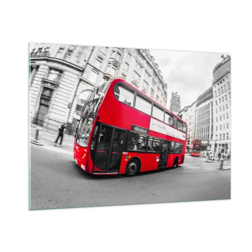 Glastavla - Bild på glas - Londo traditionellt - by bus - 100x70 cm