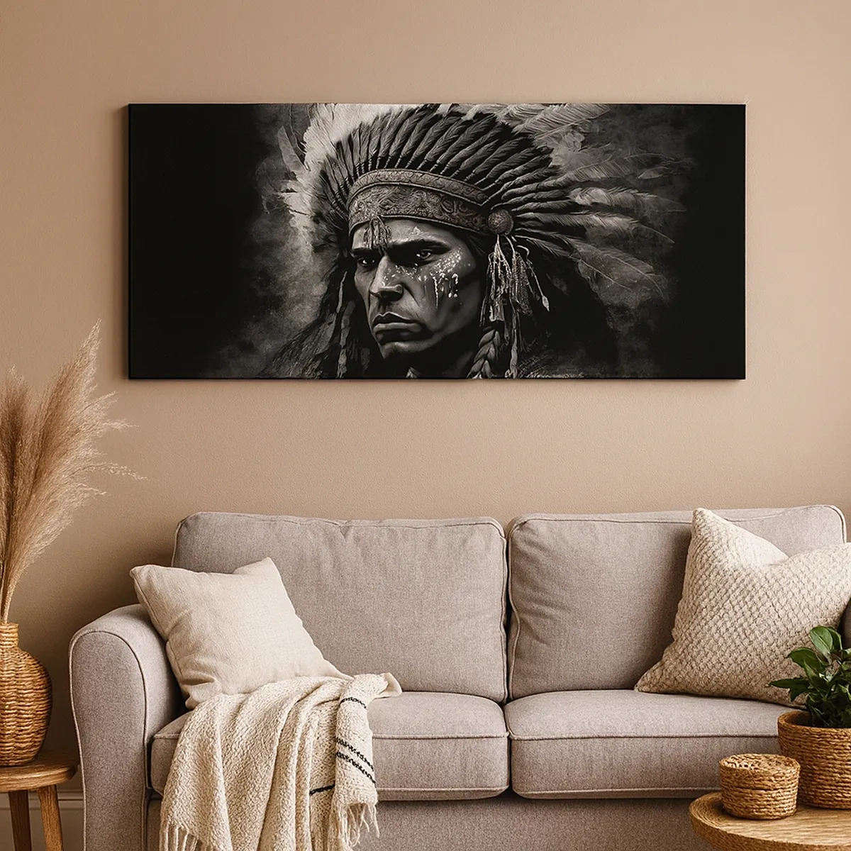 Canvastavla - Bild på duk - Hövding och krigare - 30x30 cm