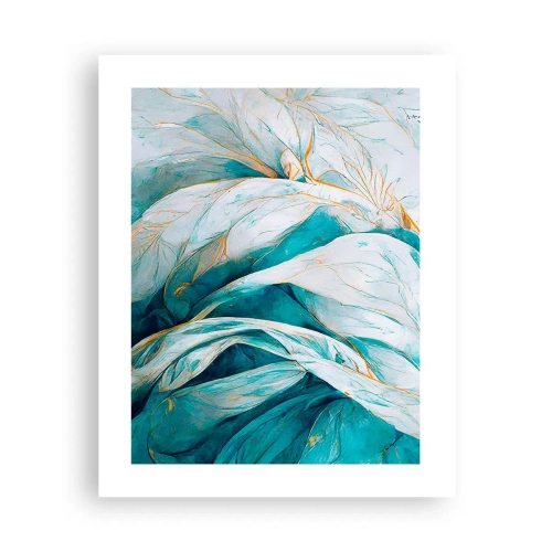 Affisch - Blå abstraktion med guldmotiv - 40x50 cm