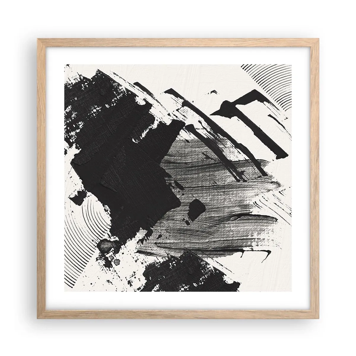 Affisch i ram av ljusek - Abstraktion - uttrycket av svart - 50x50 cm